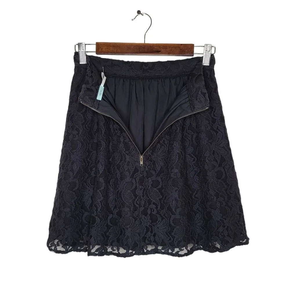 Kimchi Blue | Black Lined Lace Pocket Skirt | 2 - Picture 12 of 14